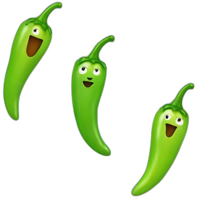 green cartoon chilli with cat face emoji