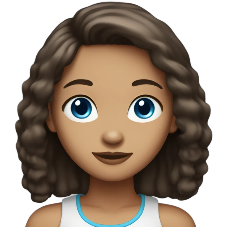 girl with tan skin dark brown medium length hair and blue eyes emoji