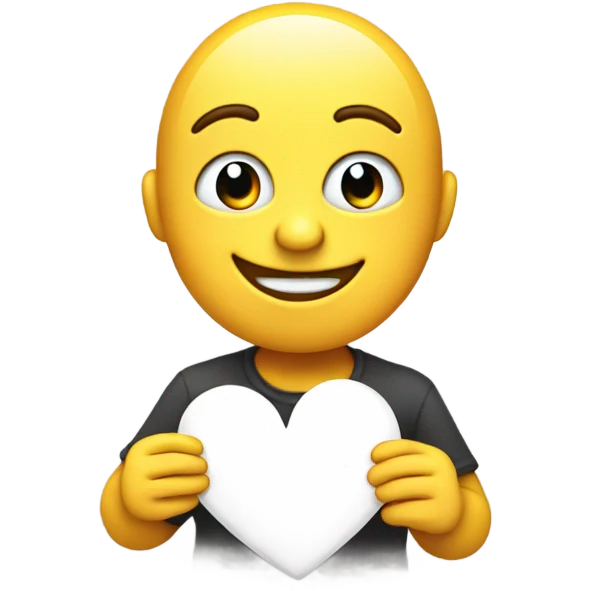 Emoji holding a heart smiling emoji