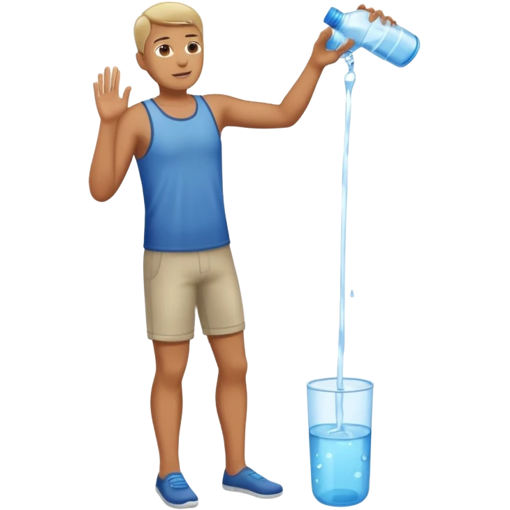 man full body emptying a bottle of water emoji