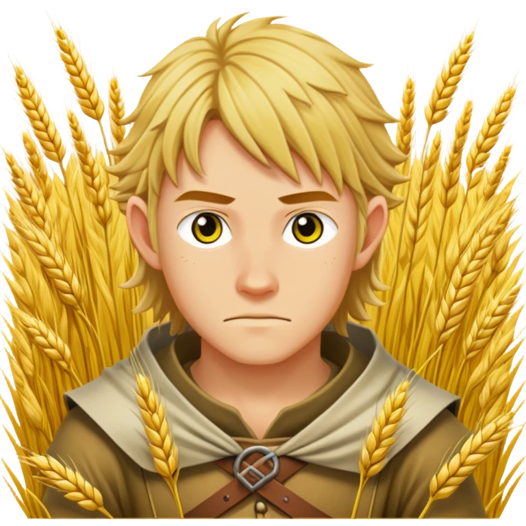 Thorfinn from vinland saga hiding in yellow wheat bush  emoji