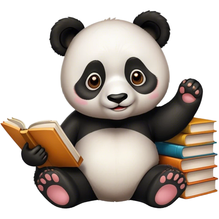 smart panda with books emoji