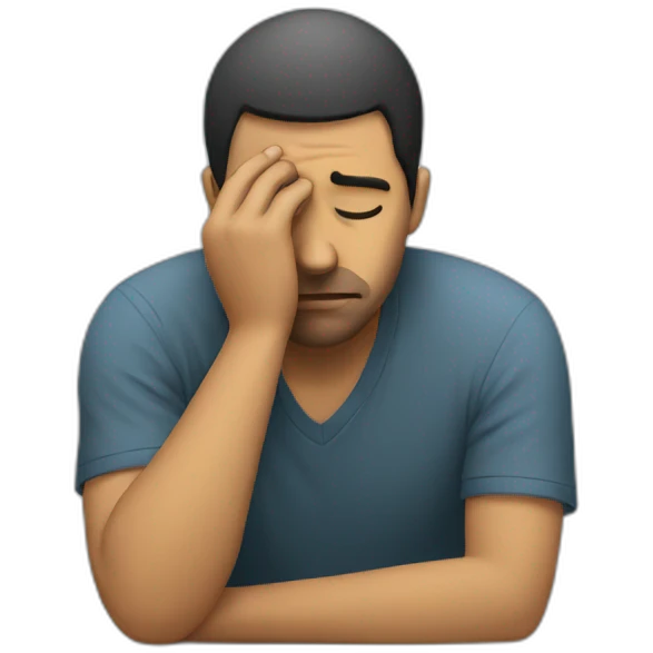 A depressed man emoji