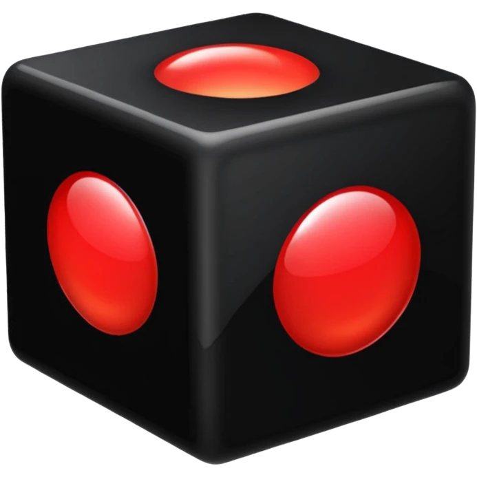 A black cube with a red r emoji
