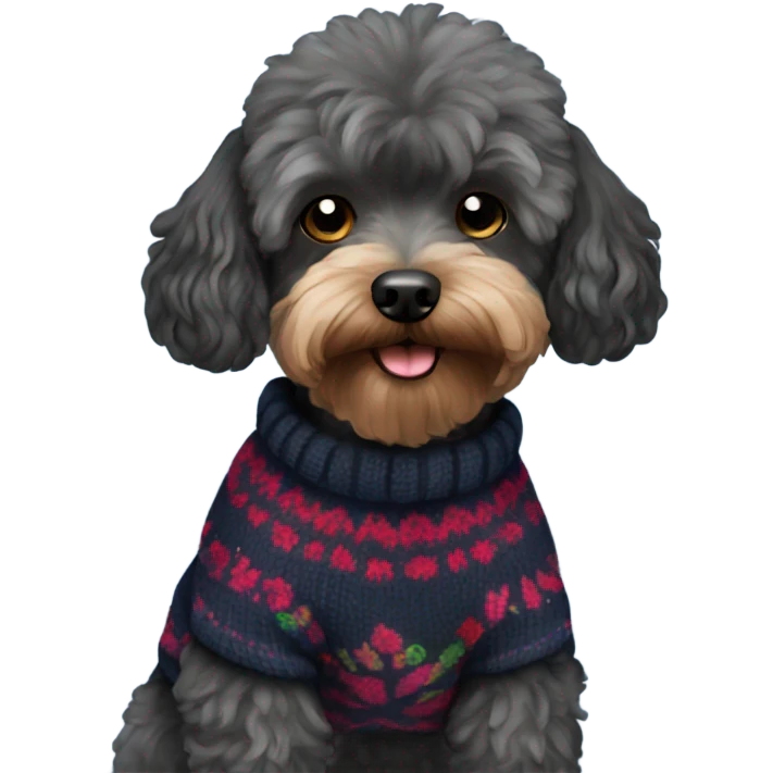 Black Yorkipoodle in sweater  emoji