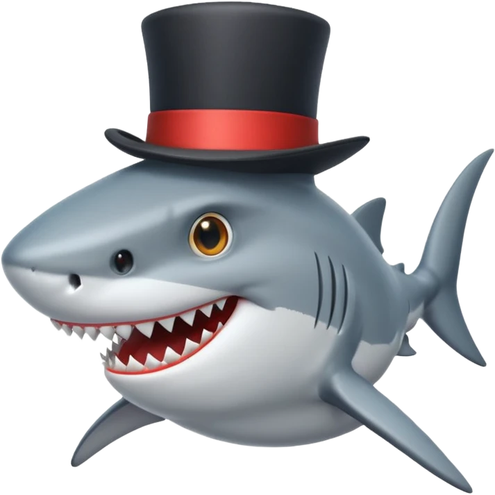 Shark with a top hat emoji