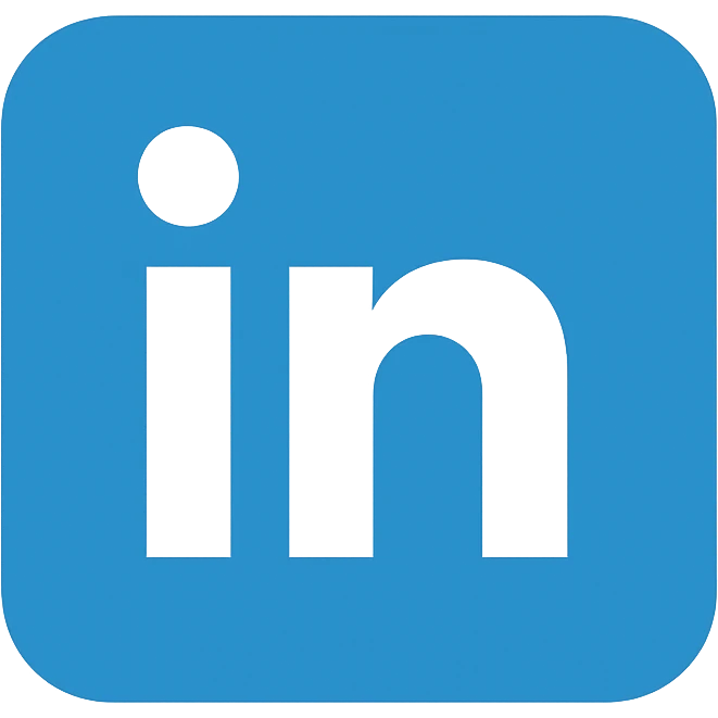 LinkedIn icon, flat color style, blue background with white 'in' letters, minimalistic and clean emoji