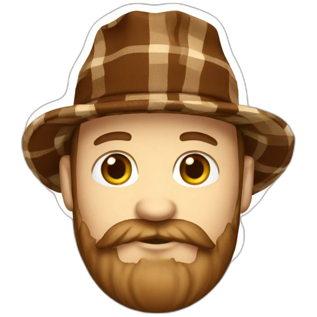white man brown beard plaid hat emoji