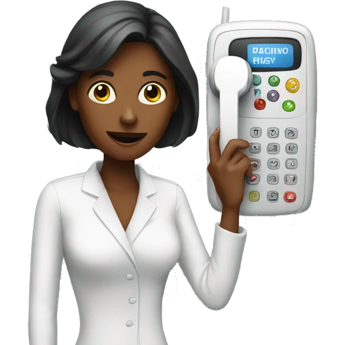 woman showing big phone emoji