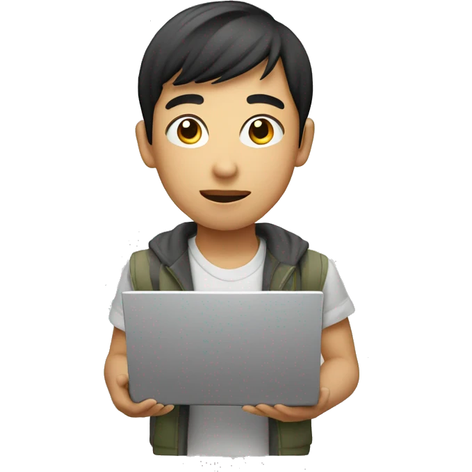 Graphic Designer asian boy with laptop emoji