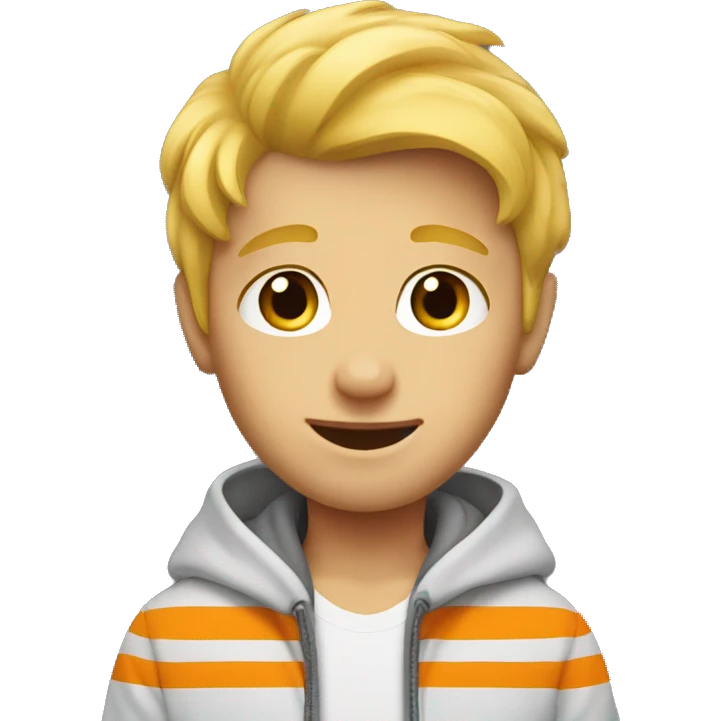 blond boy in orange huddie emoji