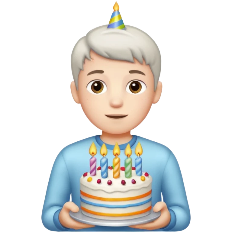 boy with birthday cake without the candles emoji