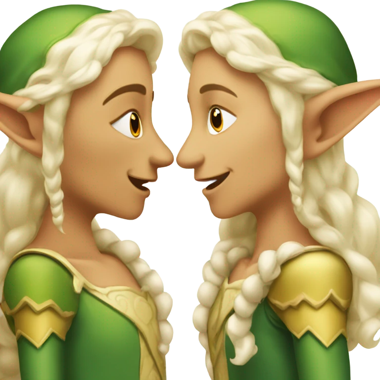 Elf on an elf kissing emoji