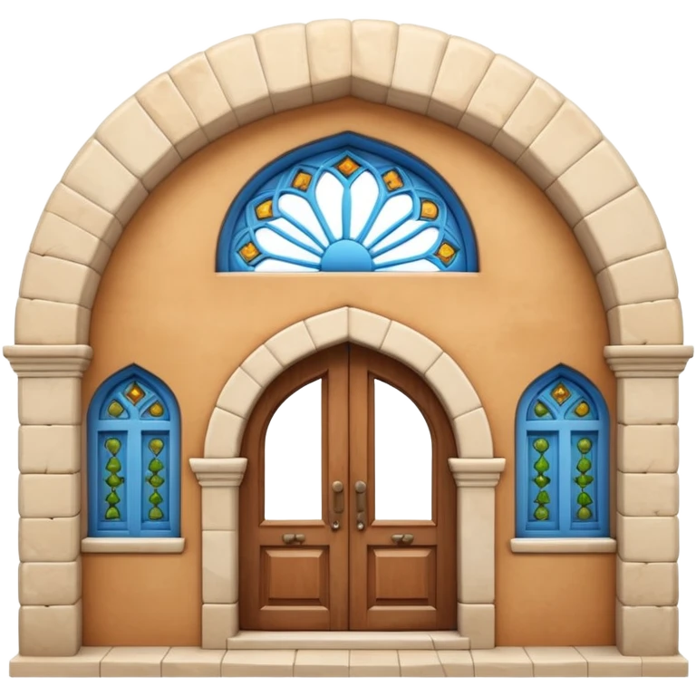 3D Apple-style emoji of a Turkish han. Rounded stone building, arched wooden door, small arched windows, simple Iznik tile decoration. Glossy, smooth, soft shadows, bright daylight, clean white background.




 emoji