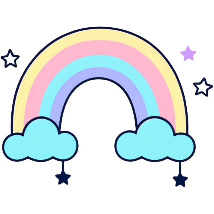 dreamy pastel pink rainbow with stars and sparkles emoji