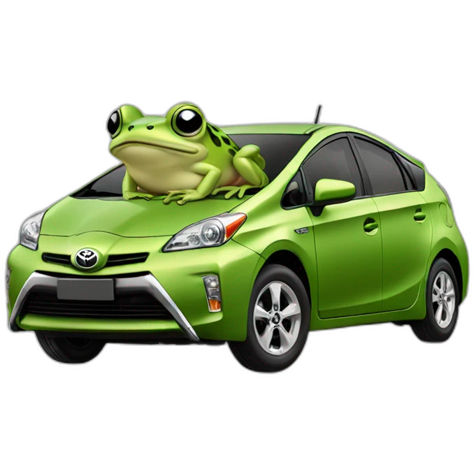 frog driving a toyota prius emoji