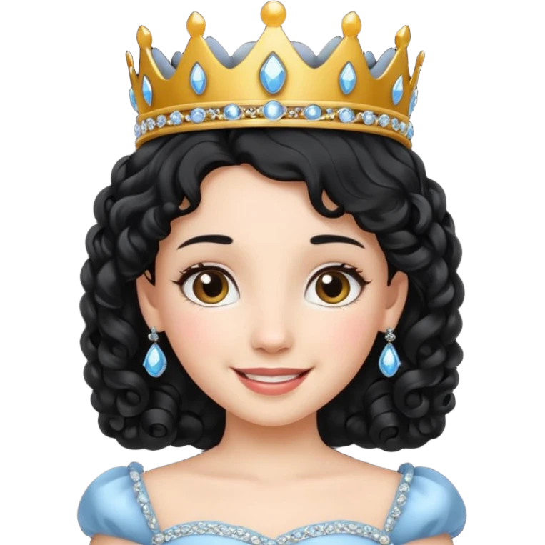 Princesa banca con el pelo rizado y el pelo negro  emoji