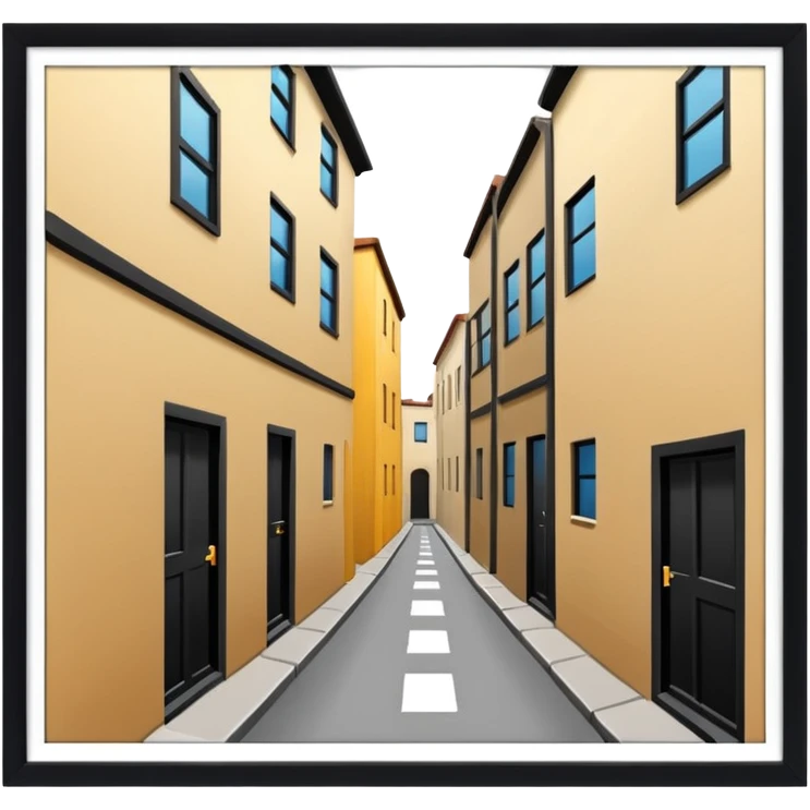 simple narrow alley, basic building shapes emoji
