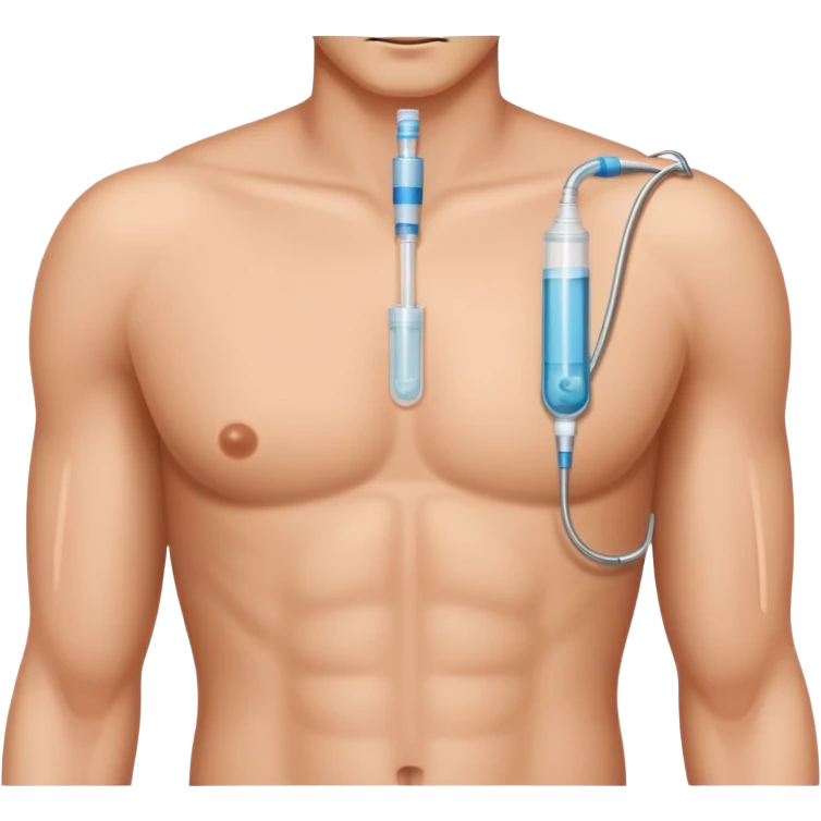 man with medical tube in side of abdomen emoji