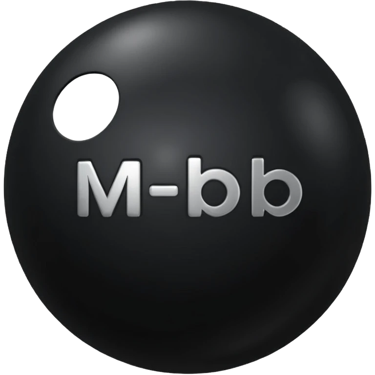 Black Ball with MB written on it. Nothing else no holes. emoji