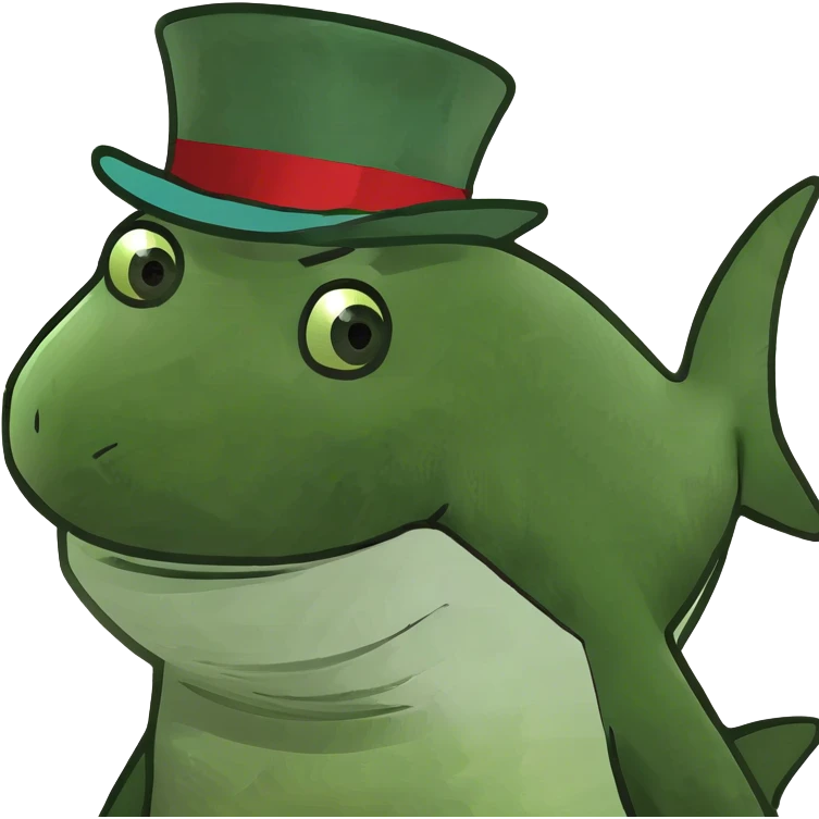 Shark with a top hat emoji