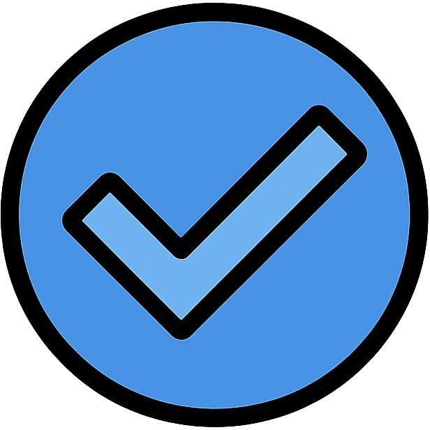 blue checkmark, simple and bold, color icon style emoji