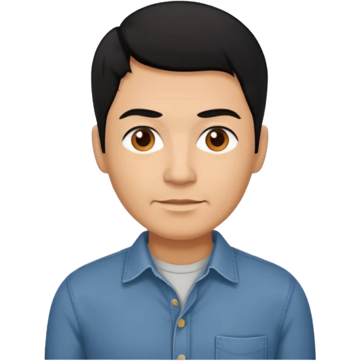 great job, now i would like a middle aged dark brown person with black hair on head in casual shirt emoji