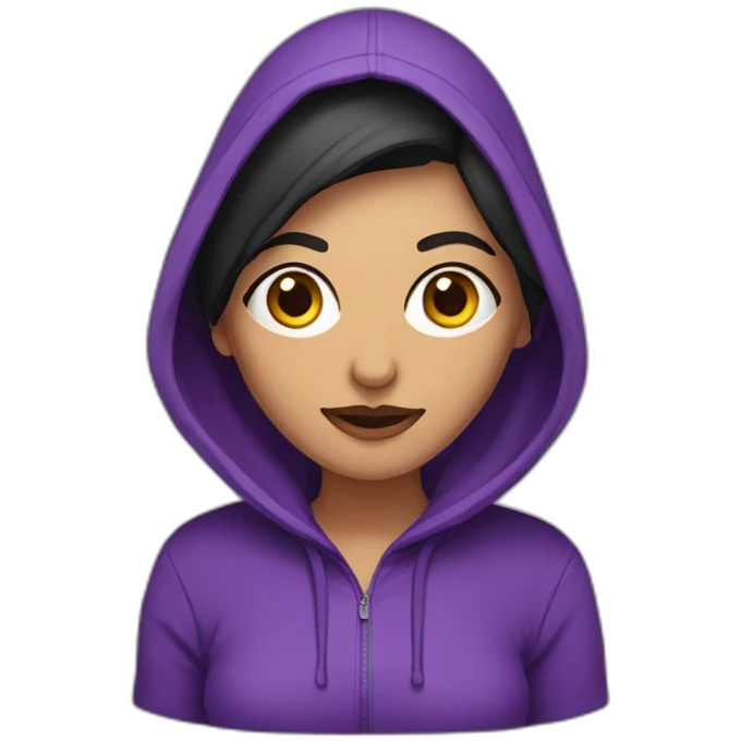 Armenian Woman  with purple hoodie and with a snake tongue emoji