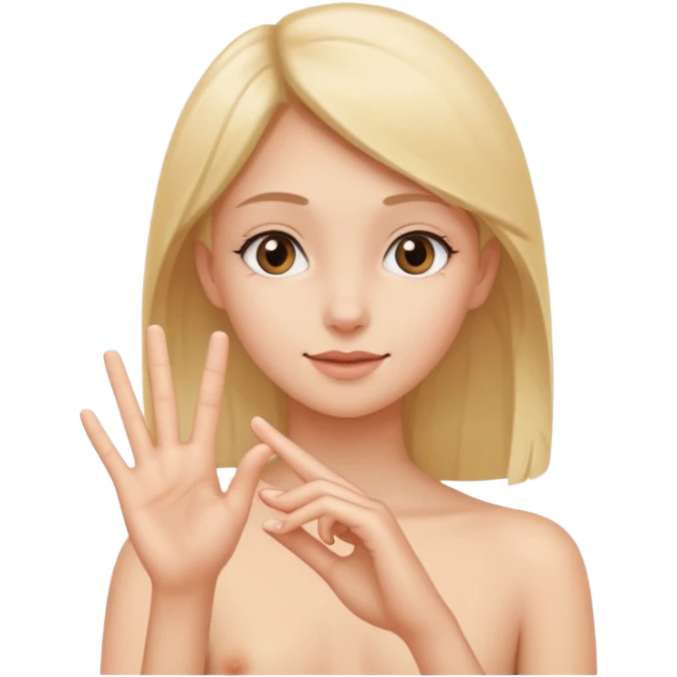girl naked making a hand gesture to show that something is small emoji