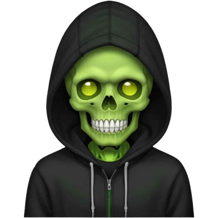 green skull man in black hoodie emoji