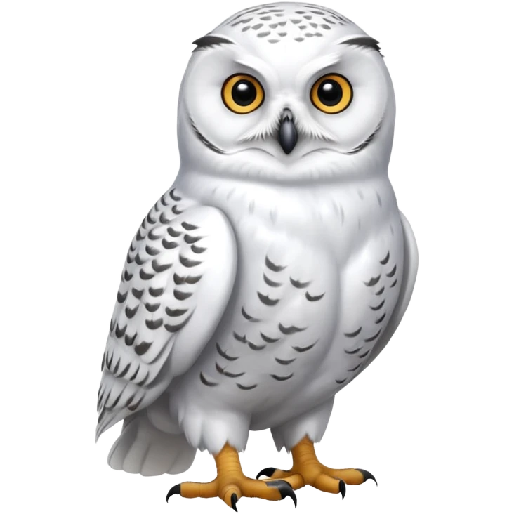 Realistic wild natural elegant pretty beautiful handsome snowy owl, full body, hyper-realism emoji