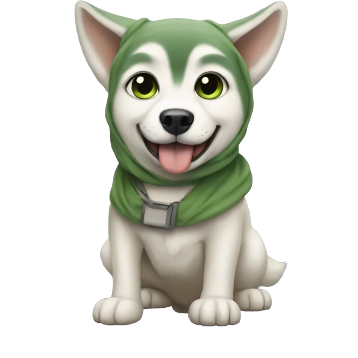 Husky carrying baby yoda emoji