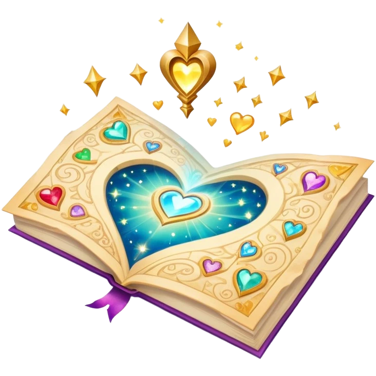 Enchanted floating folded map surrounded by magical sparkles and heart-shaped auras, mystical love journey map emoji