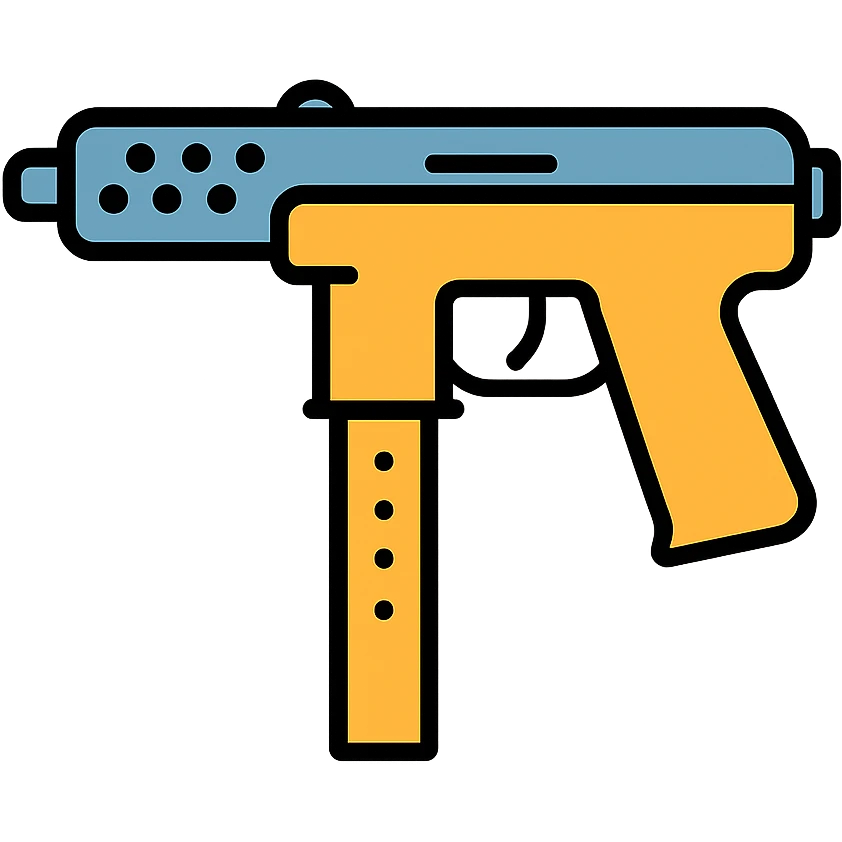 Tec-9 firearm, realistic lighting and reflections, icon emoji