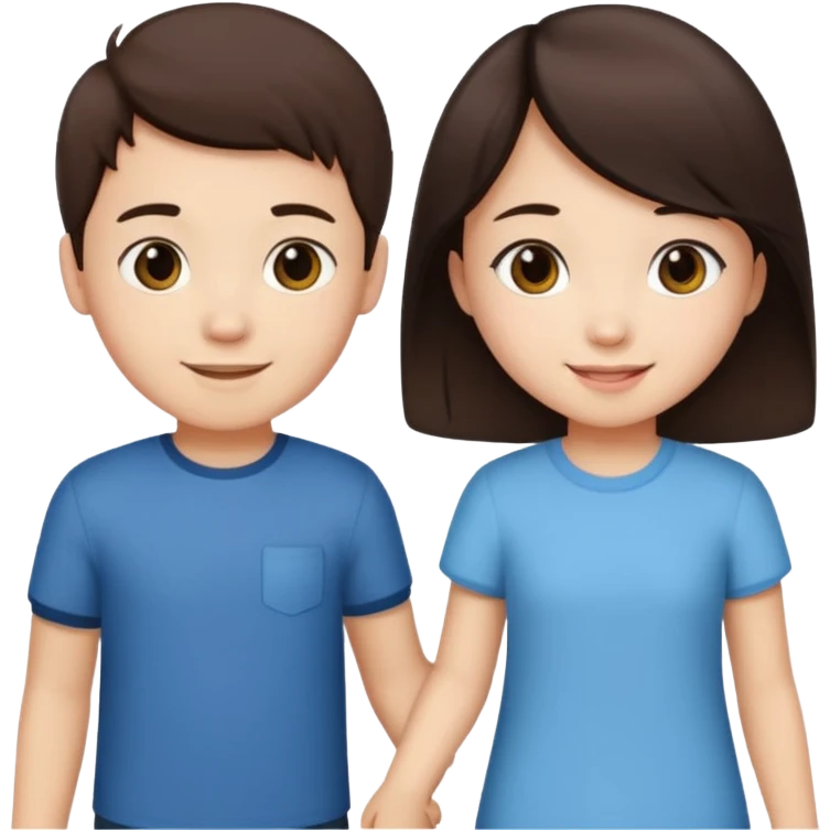 brunette boy holding Asian girl’s hand emoji