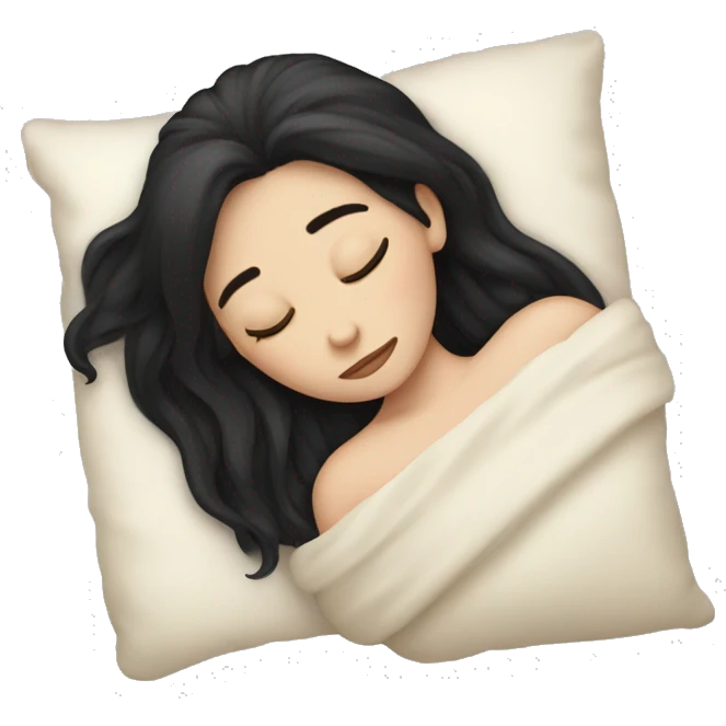 pale girl with long black hair sleeping  emoji