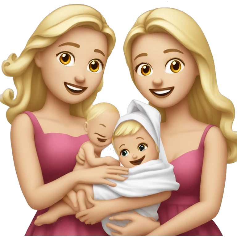 Une jolie mariée blonde avec son mari et son bébé  emoji