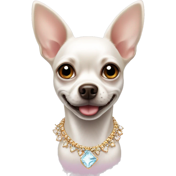 White Chihuahua with princess necklace emoji