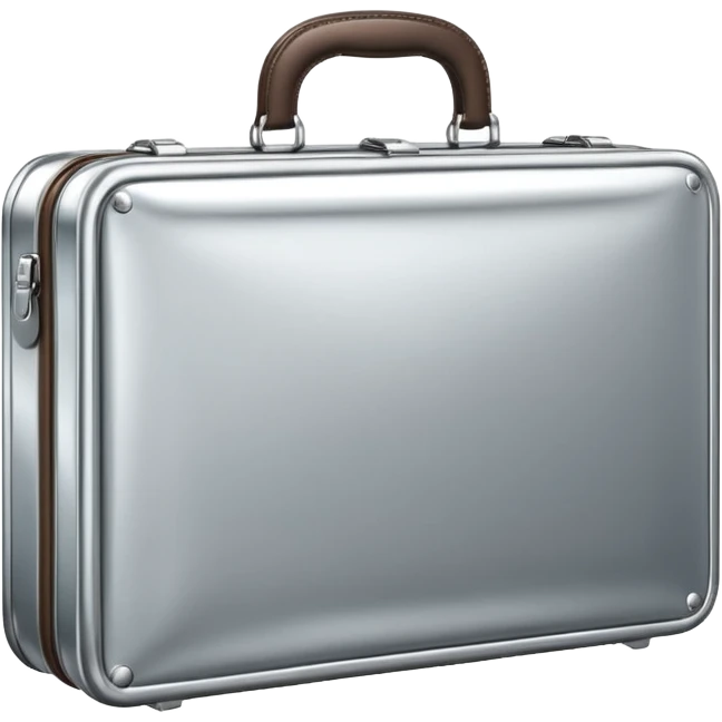 A luxury briefcase emoji made of polished silver chrome, smooth rectangular shape, metallic reflections, minimal high-end design, swag business aesthetic, iOS emoji style, centered, clean white background
 emoji
