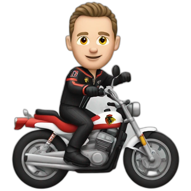 Jonathan Toews riding a motorcycle emoji