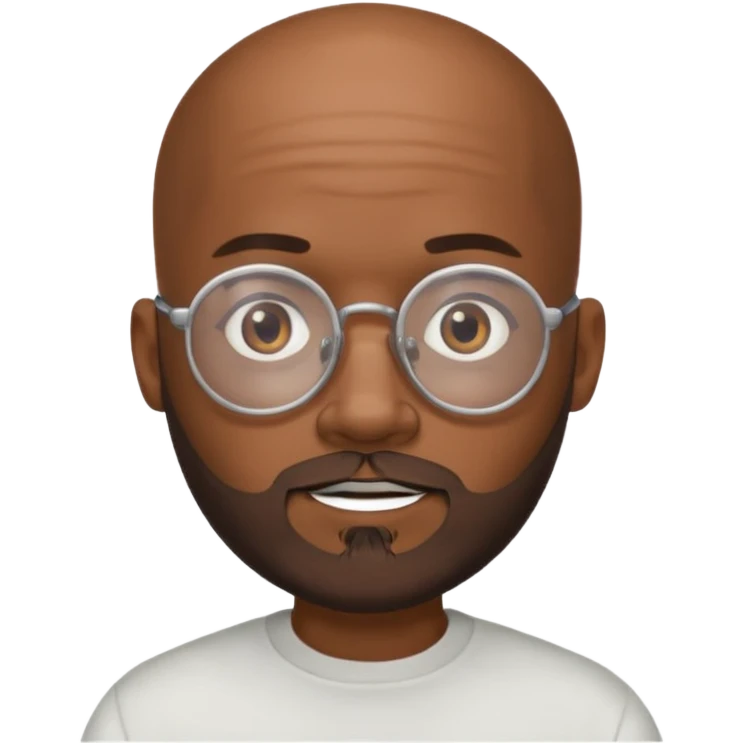 African american male, bald, salt and pepper beard. Round face, glasses emoji