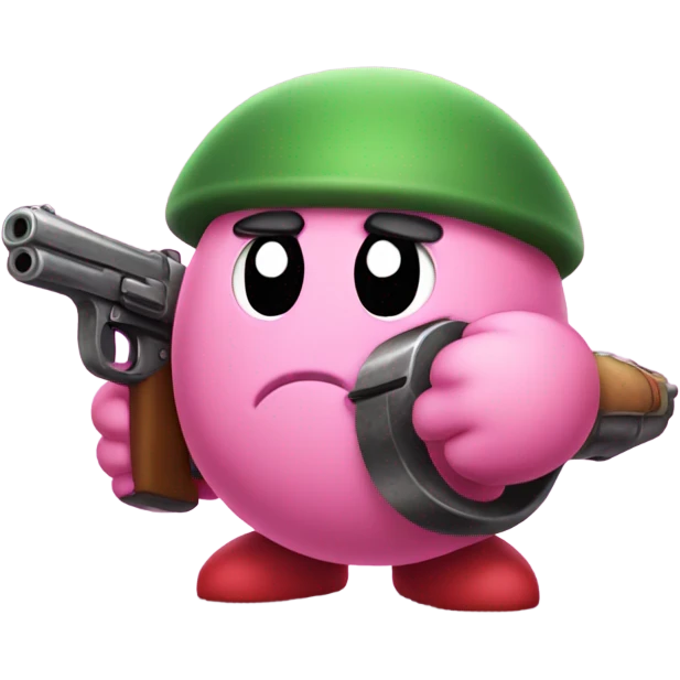 Kirby with a gun emoji