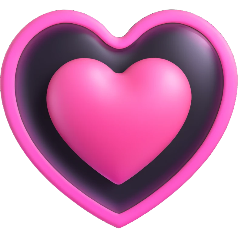3D emoji style pink heart with frosted glass effect emoji