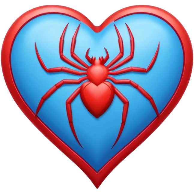 A blue heart with Spider-Man colors emoji