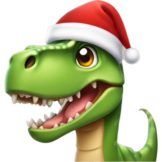 Dinosaurio con gorro de navidad emoji