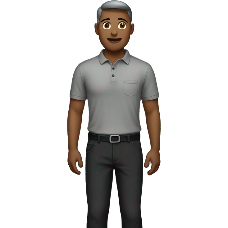 men wearing a gray polo shirt with  black pants  emoji