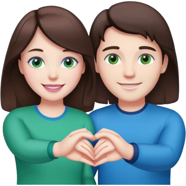 pink polaroid photo of a couple thats white with brunette hair blue and green eyes emoji