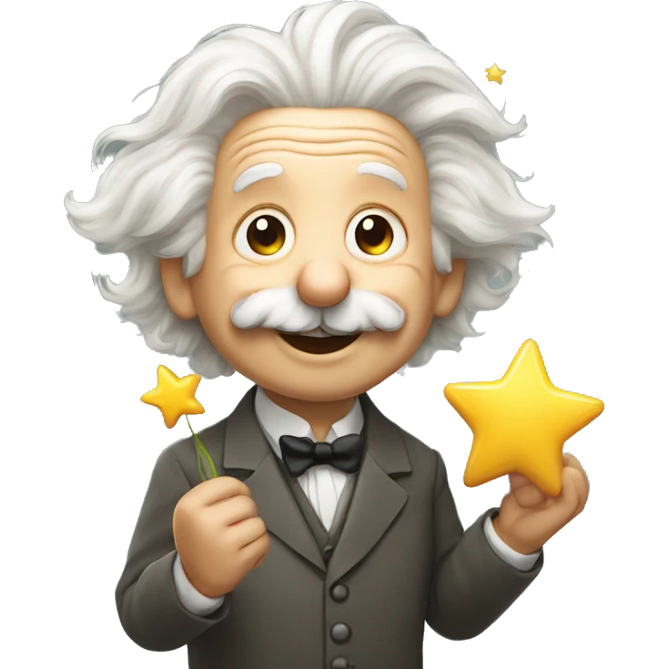 happy albert einstein holding small star in one hand emoji