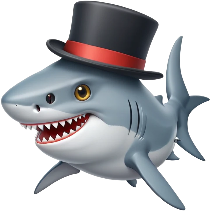 Shark with a top hat emoji