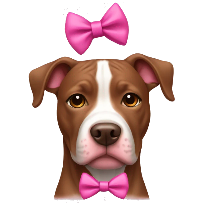 brown dog pitbull with pink bow emoji
